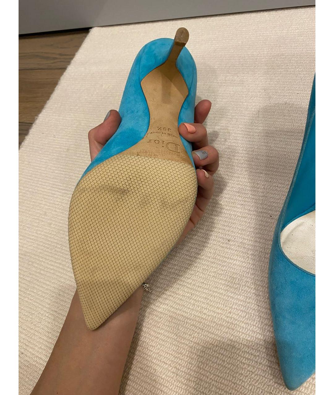 CHRISTIAN DIOR Бирюзовые замшевые туфли, фото 7