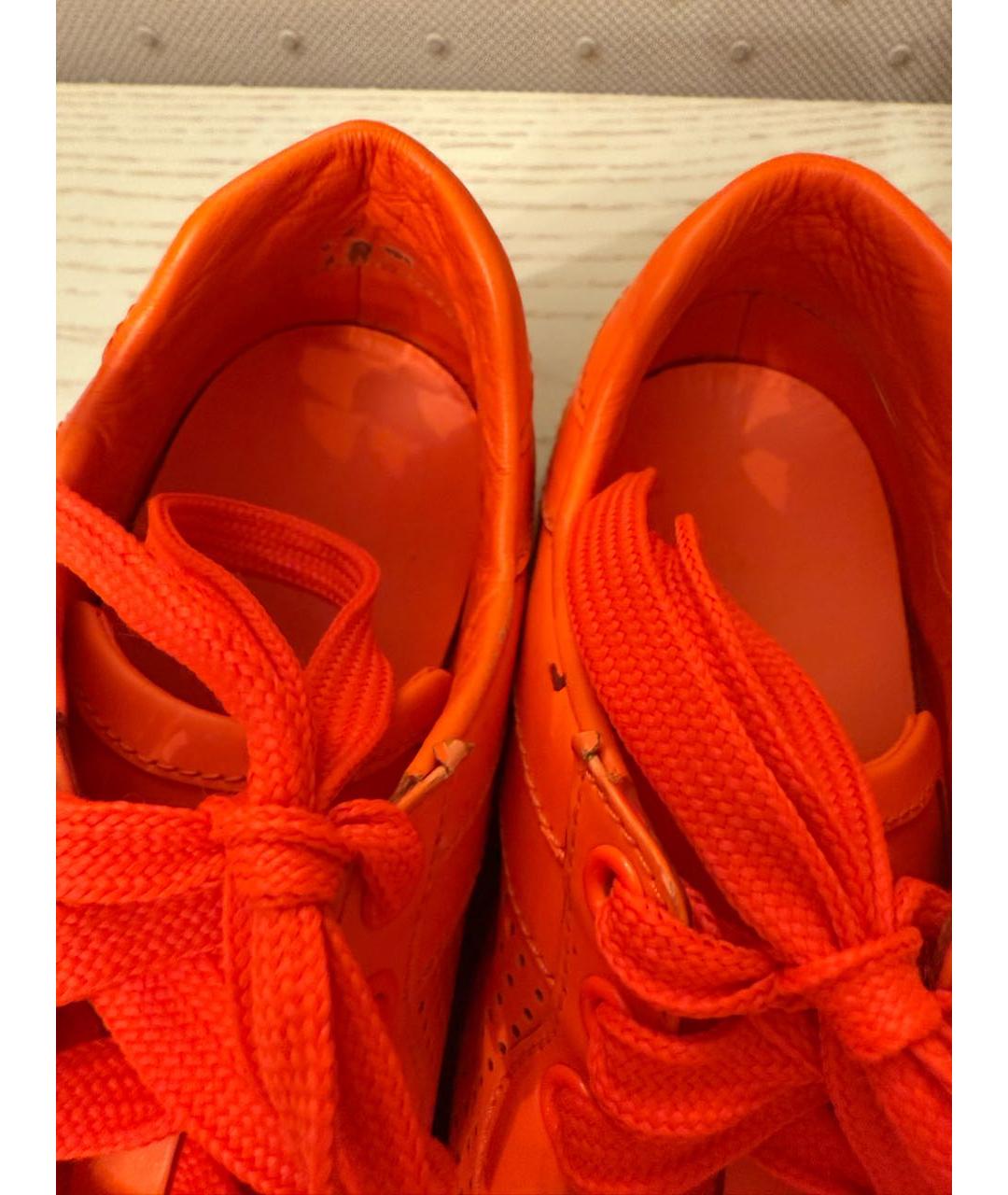 GUCCI Оранжевое кожаные кеды, фото 3