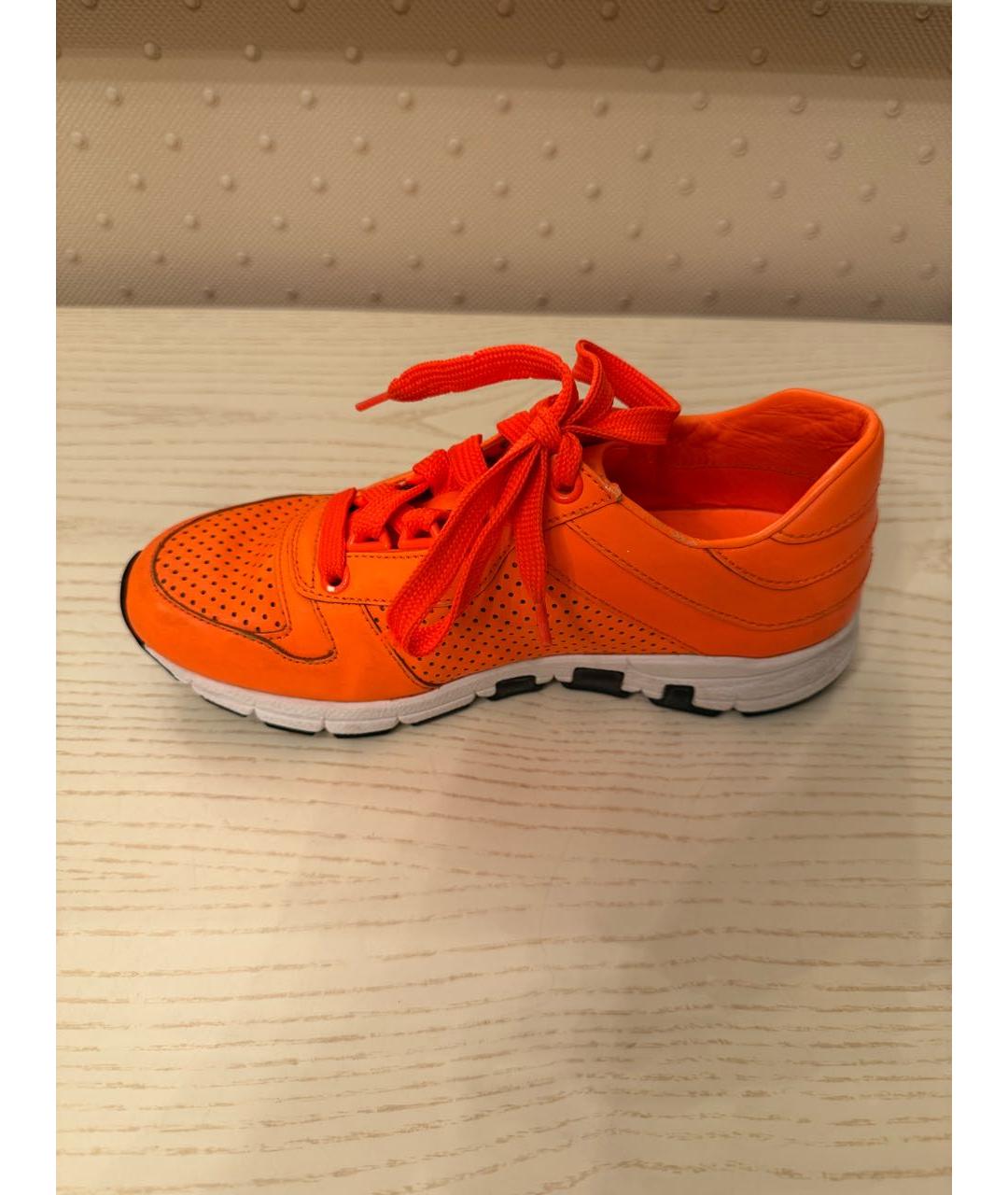 GUCCI Оранжевое кожаные кеды, фото 8
