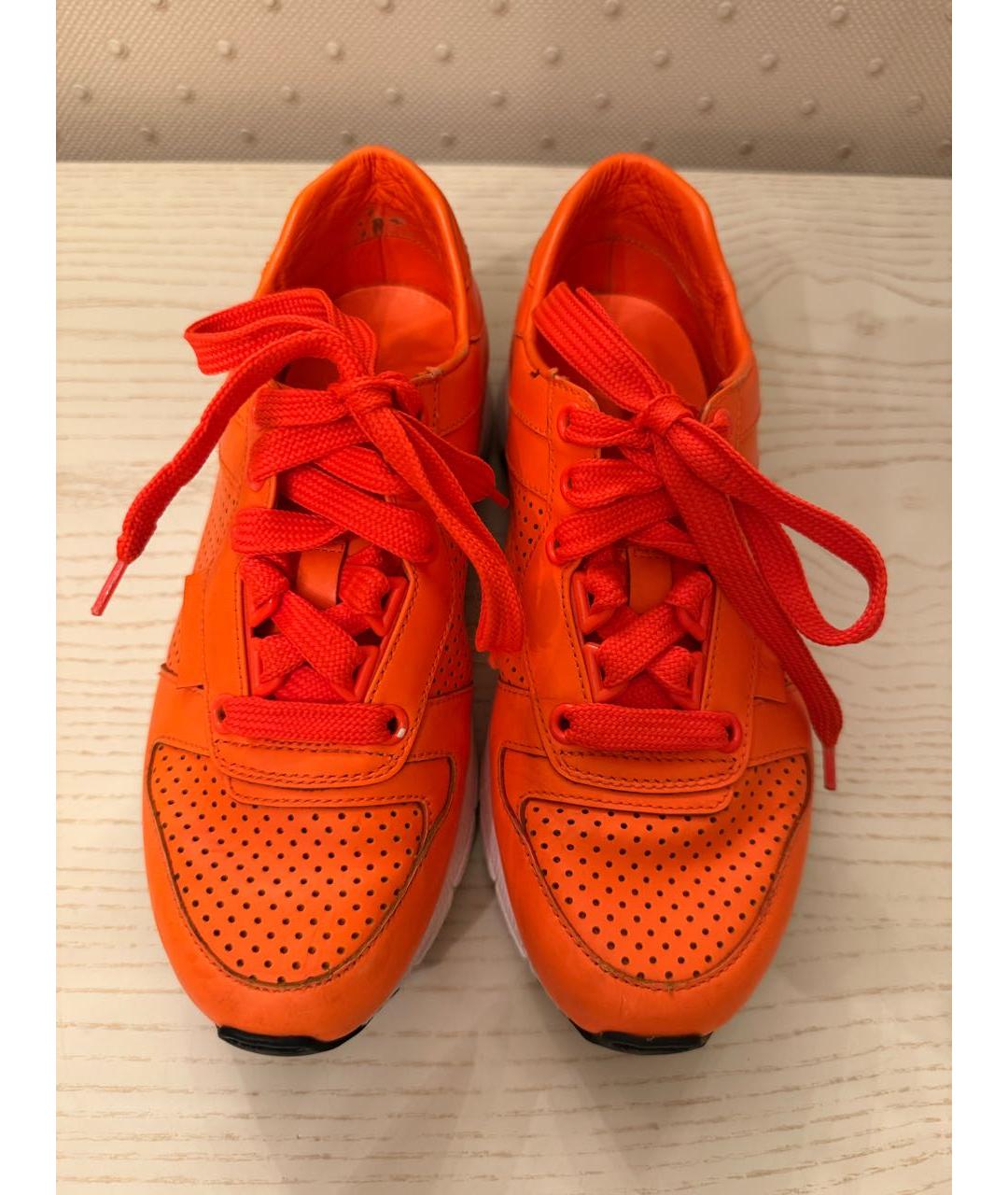 GUCCI Оранжевое кожаные кеды, фото 2