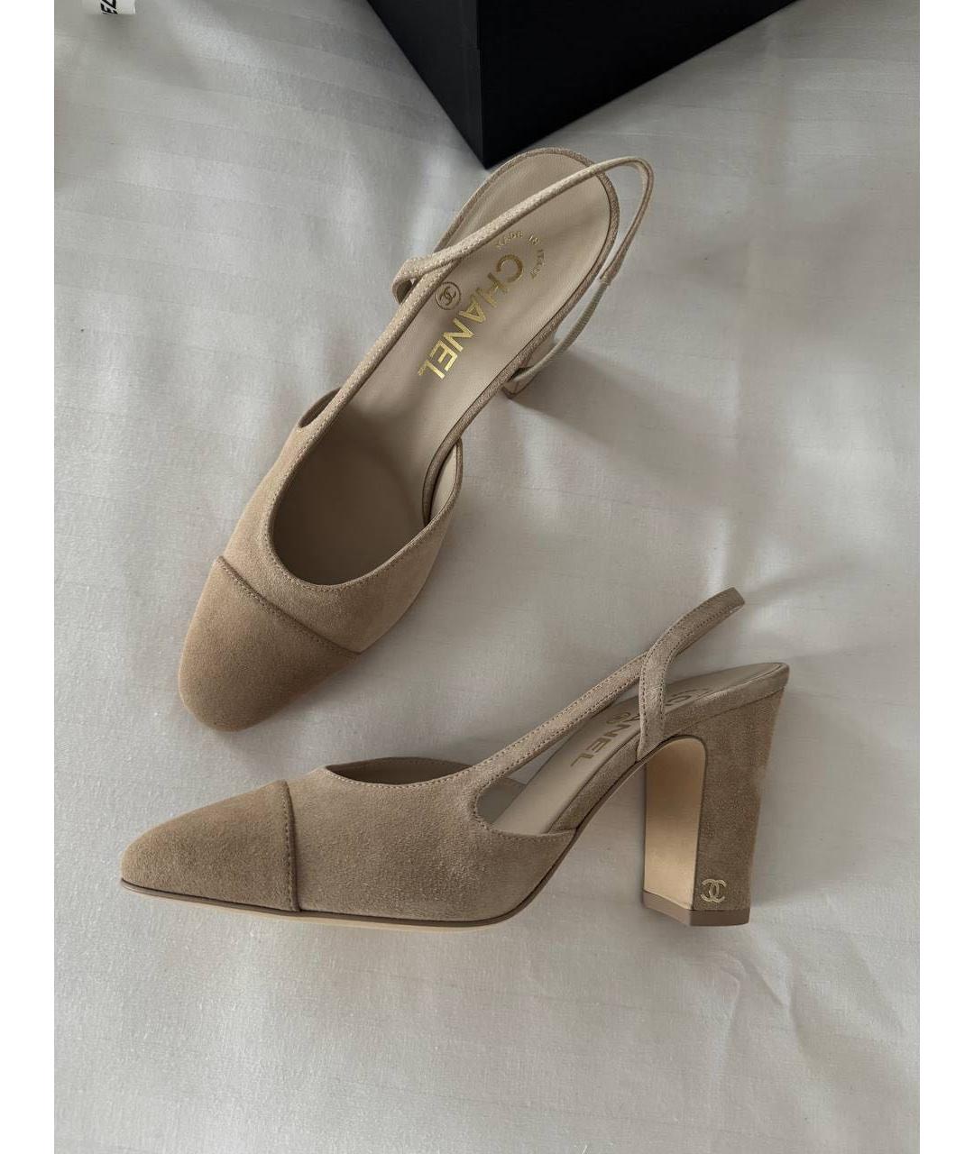 CHANEL Бежевые замшевые туфли, фото 3