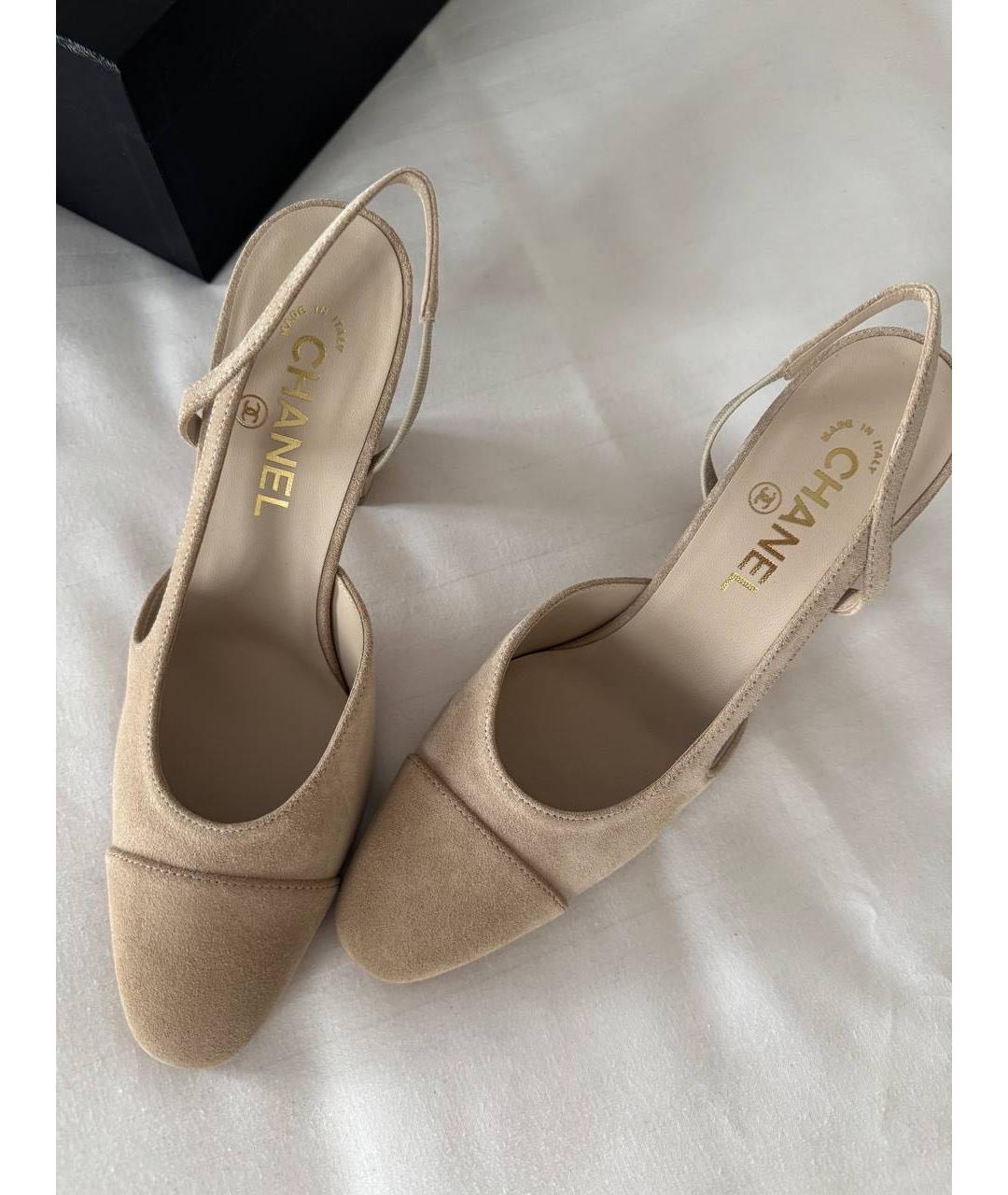 CHANEL Бежевые замшевые туфли, фото 2