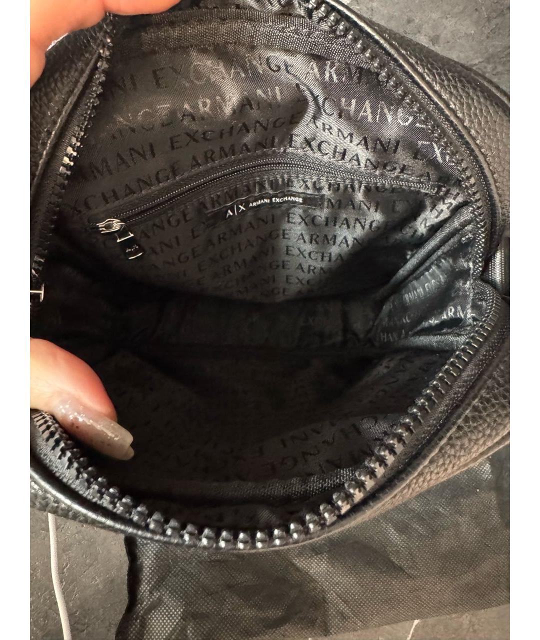 ARMANI EXCHANGE Черная сумка на плечо из искусственной кожи, фото 4