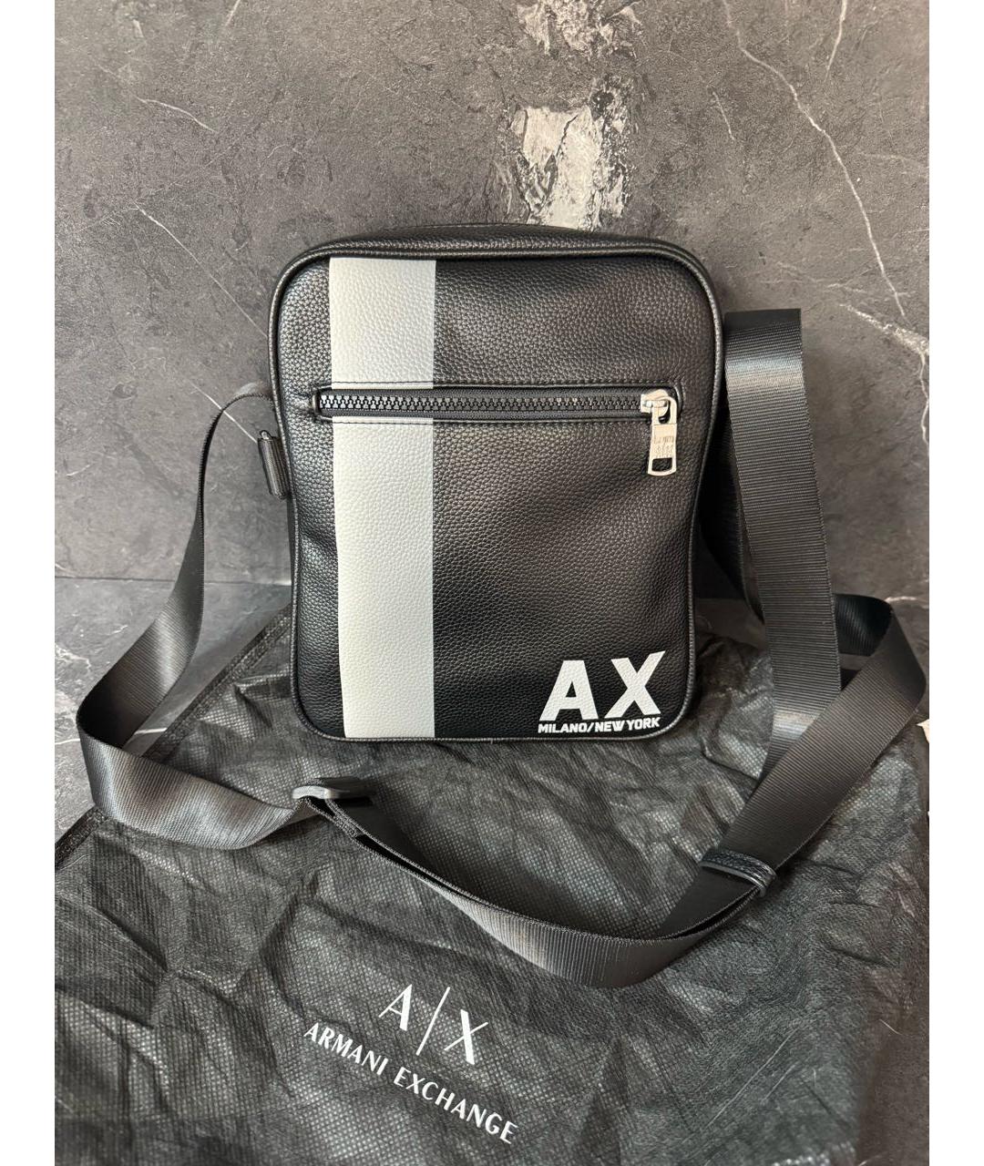 ARMANI EXCHANGE Черная сумка на плечо из искусственной кожи, фото 9