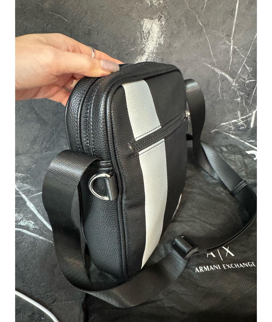 ARMANI EXCHANGE Черная сумка на плечо из искусственной кожи, фото 2