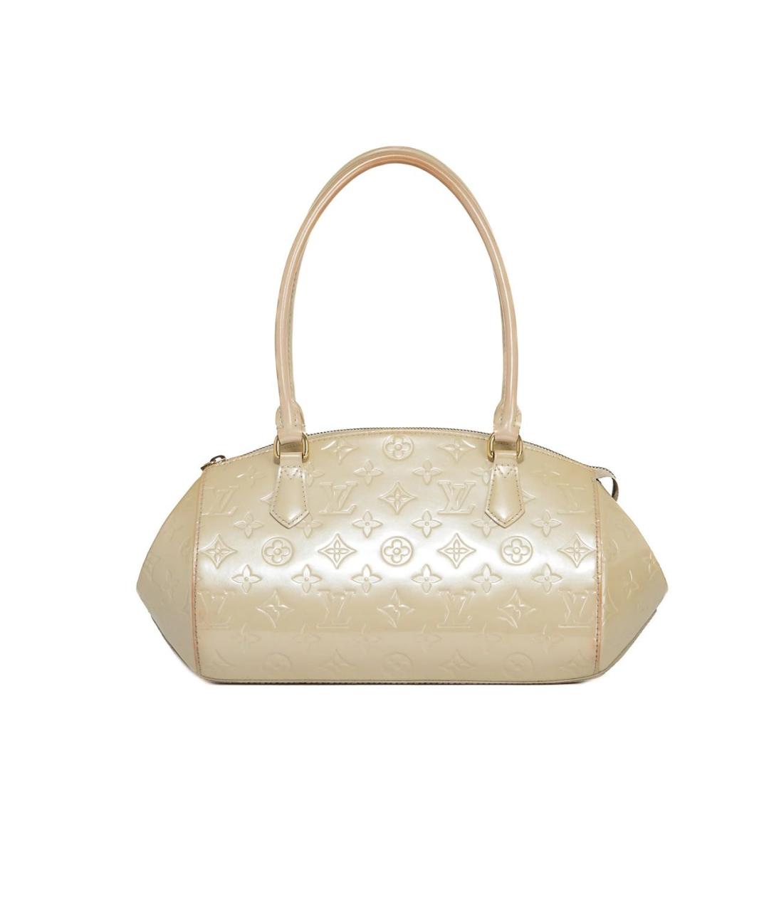 LOUIS VUITTON Бежевая сумка с короткими ручками из лакированной кожи, фото 9