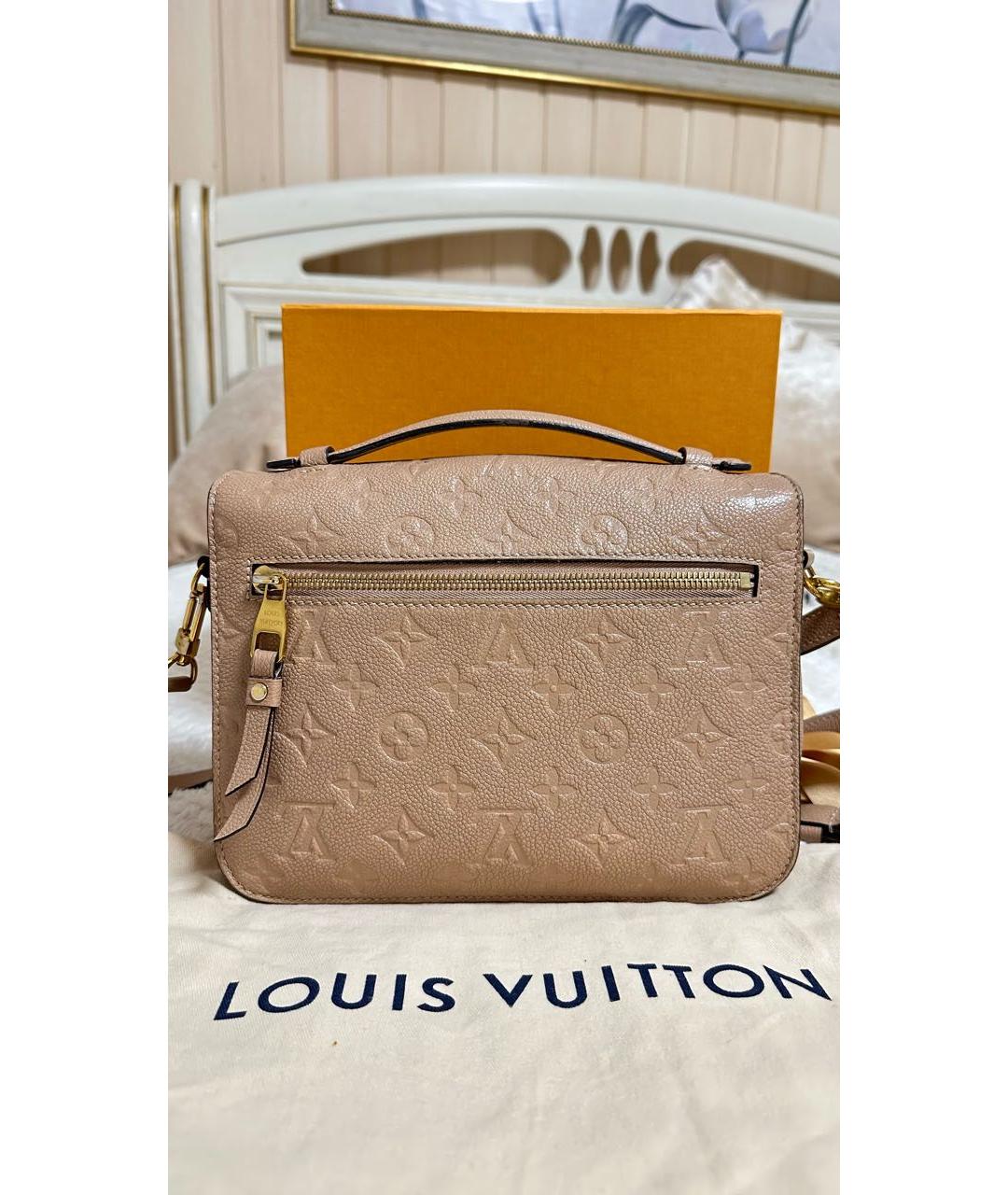LOUIS VUITTON Бежевая кожаная сумка через плечо, фото 3
