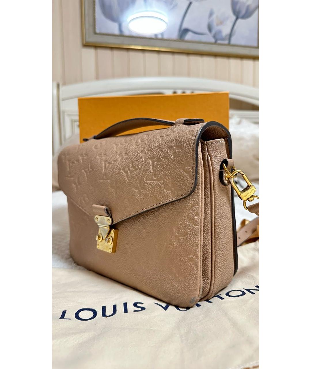 LOUIS VUITTON Бежевая кожаная сумка через плечо, фото 2