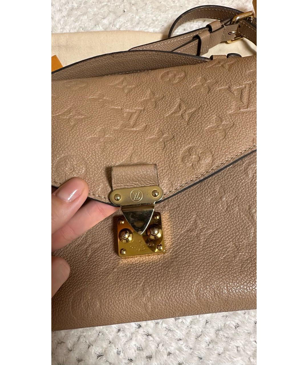LOUIS VUITTON Бежевая кожаная сумка через плечо, фото 8