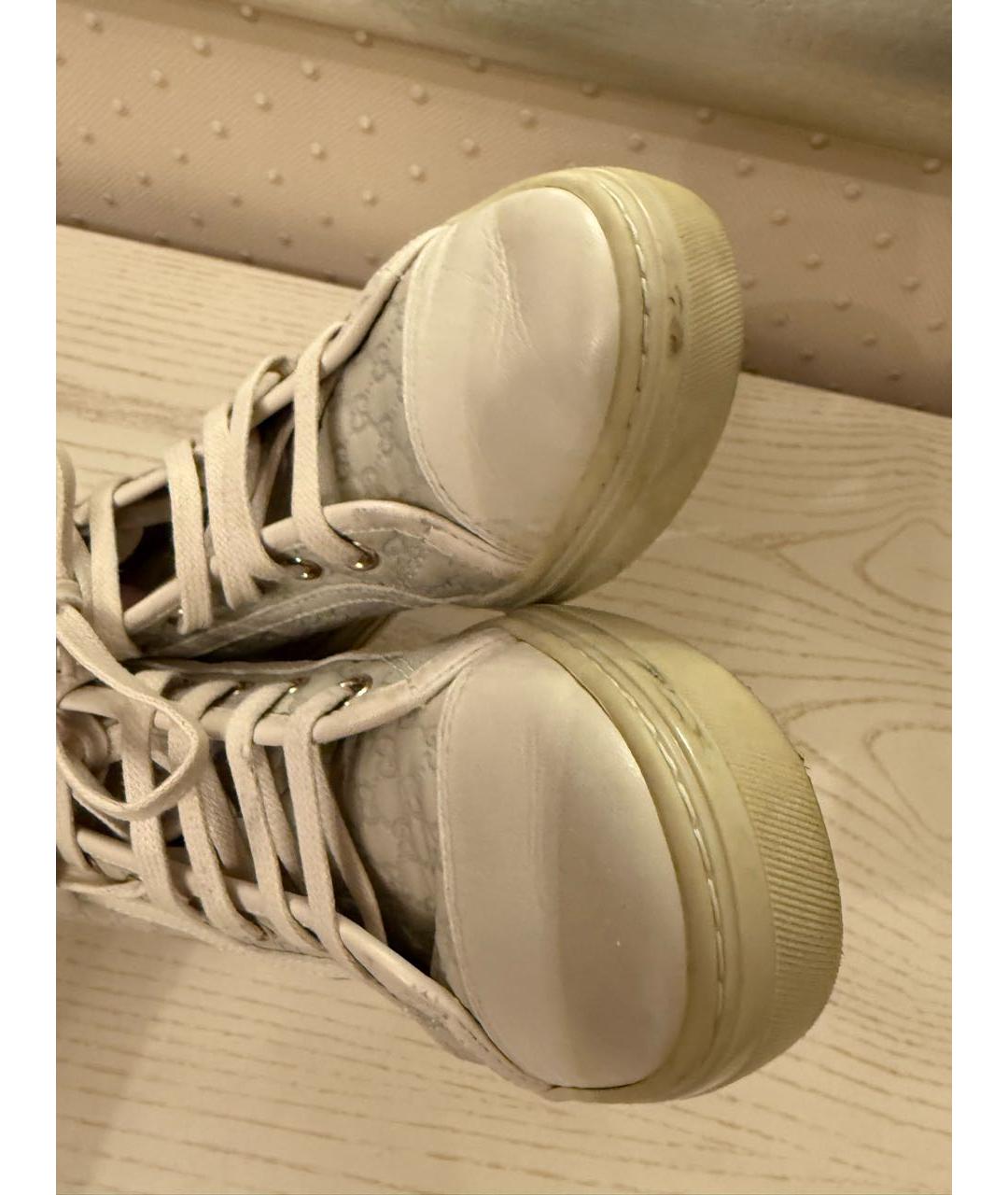 GUCCI Бежевые кожаные кеды, фото 4