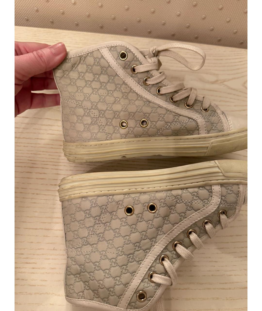 GUCCI Бежевые кожаные кеды, фото 5