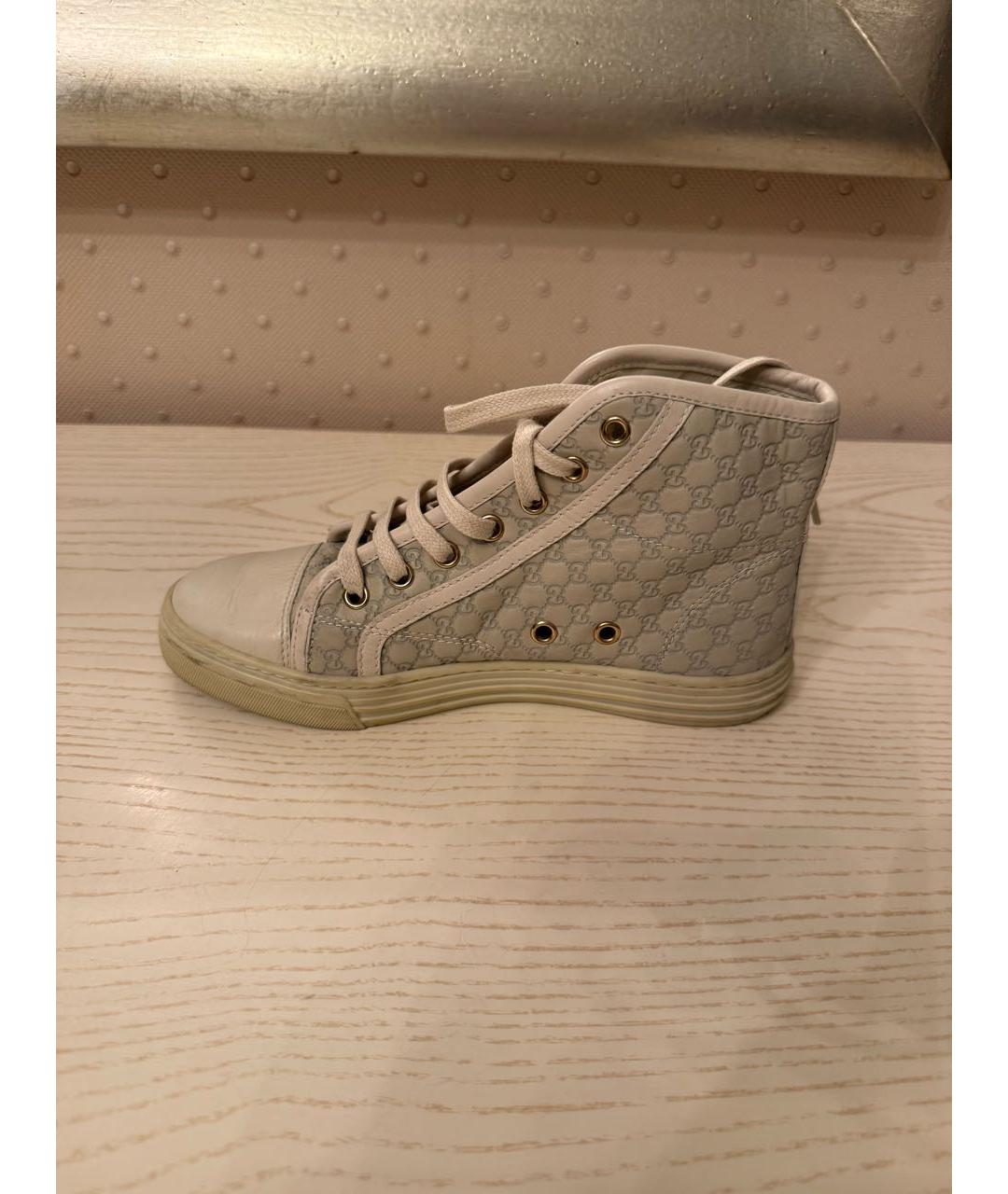 GUCCI Бежевые кожаные кеды, фото 9