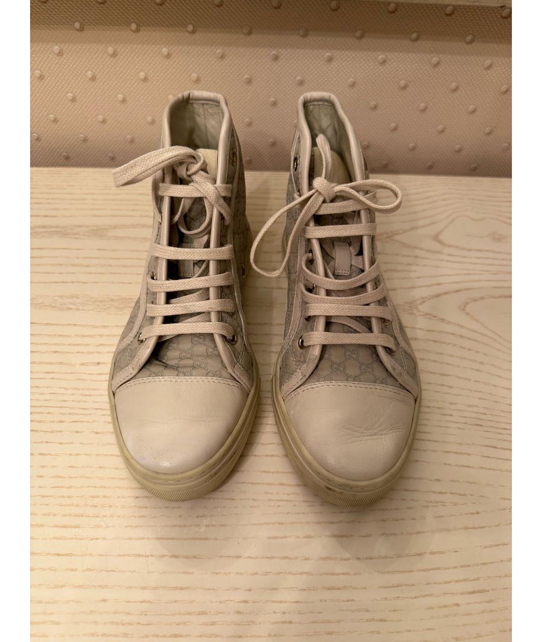 GUCCI Бежевые кожаные кеды, фото 3