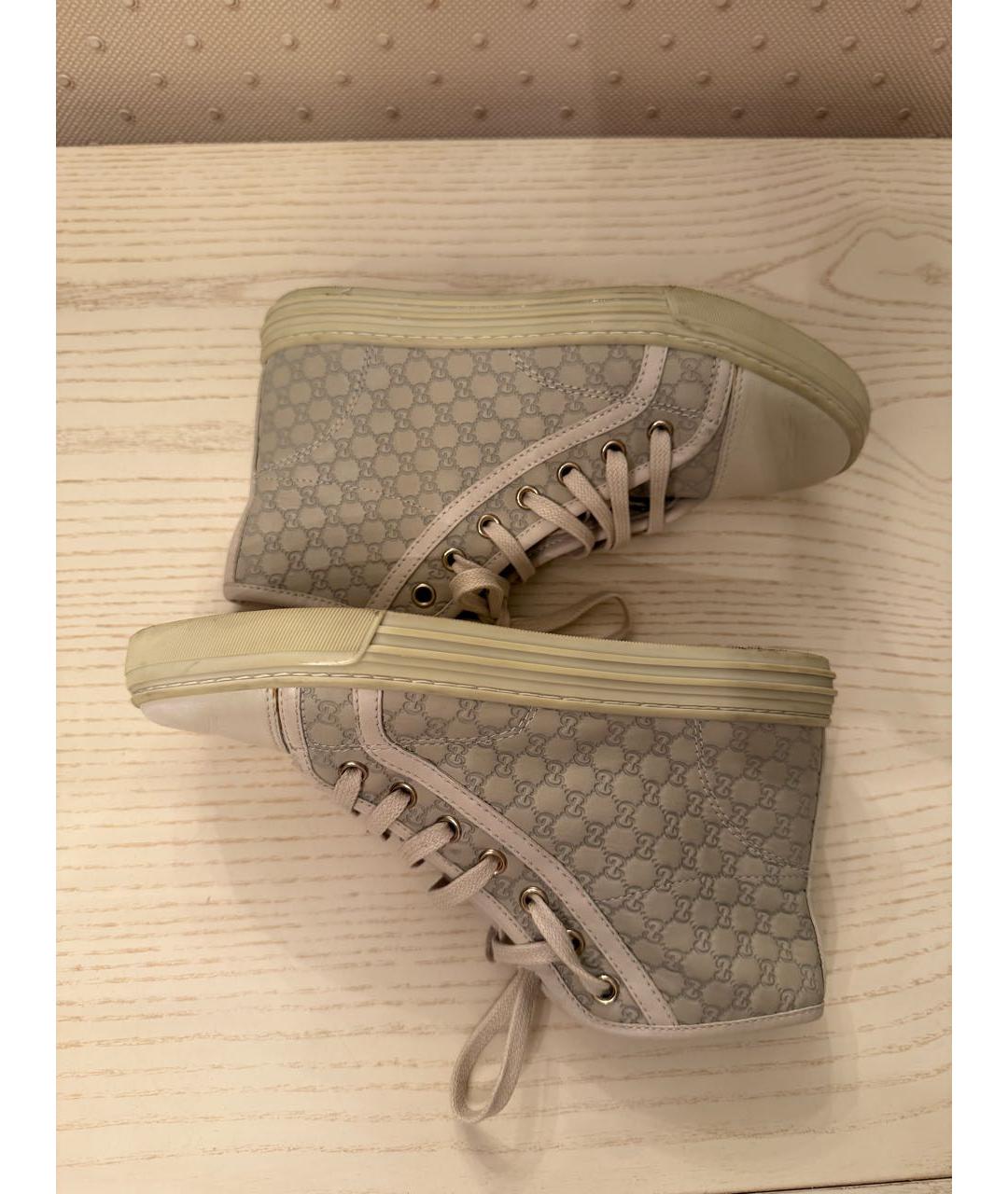 GUCCI Бежевые кожаные кеды, фото 6