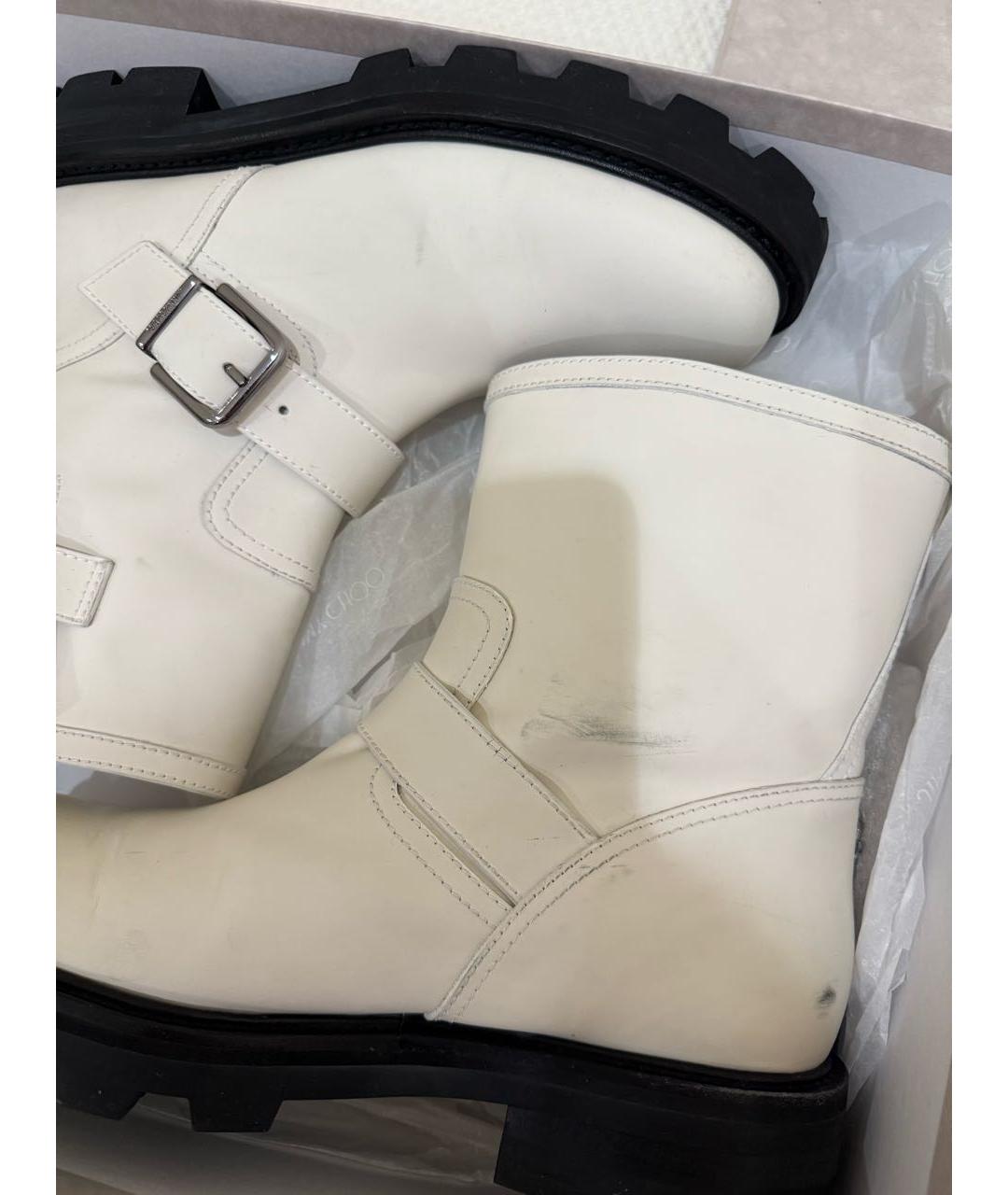 JIMMY CHOO Белые кожаные ботинки, фото 6