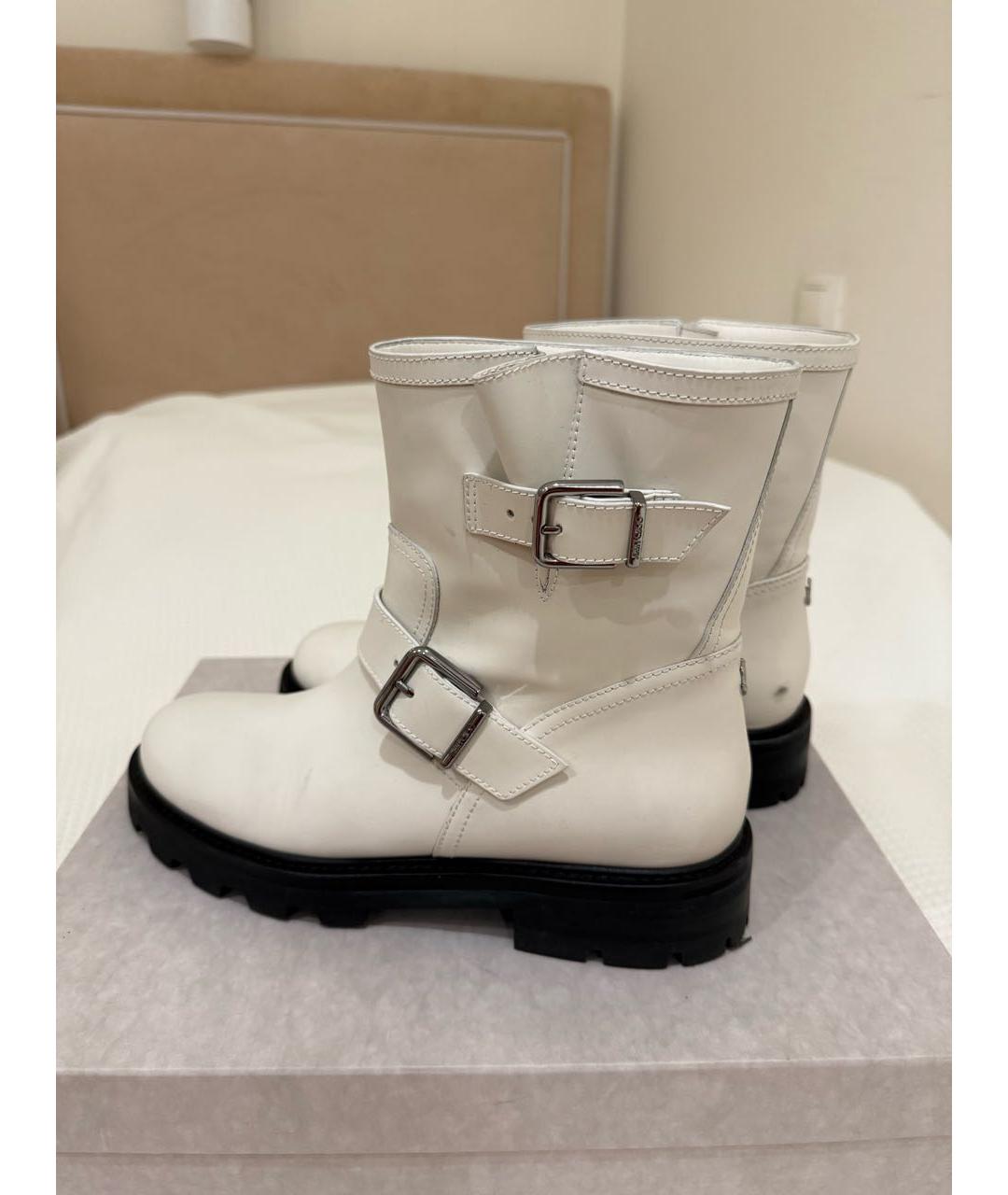 JIMMY CHOO Белые кожаные ботинки, фото 2