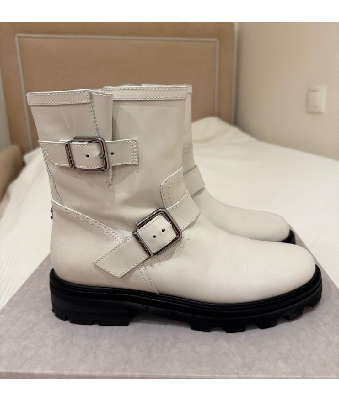 JIMMY CHOO Белые кожаные ботинки, фото 9