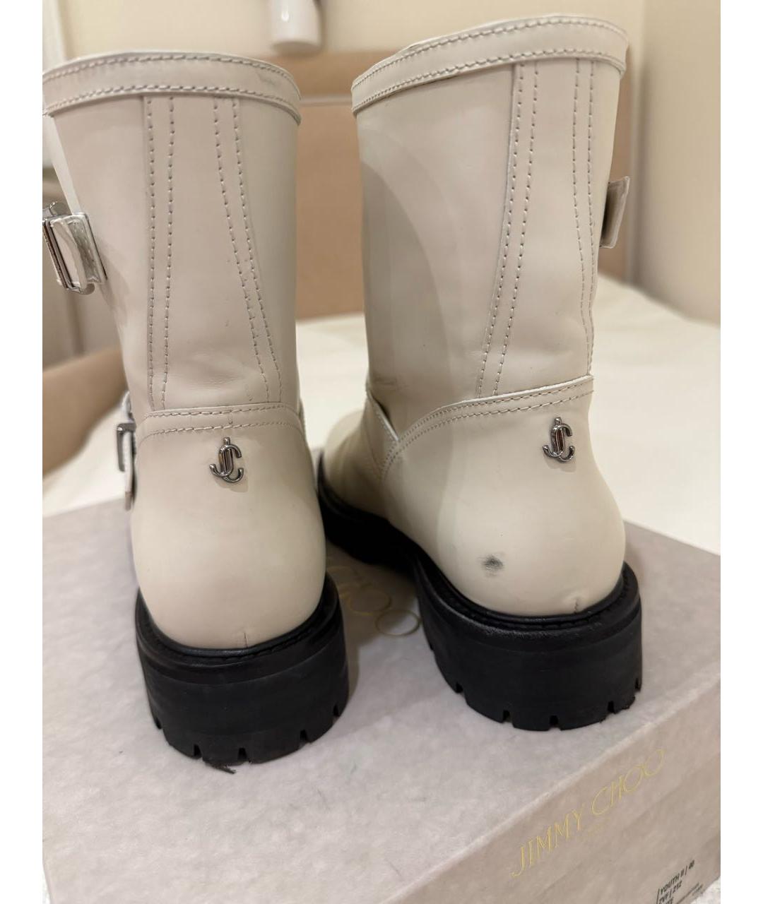 JIMMY CHOO Белые кожаные ботинки, фото 4