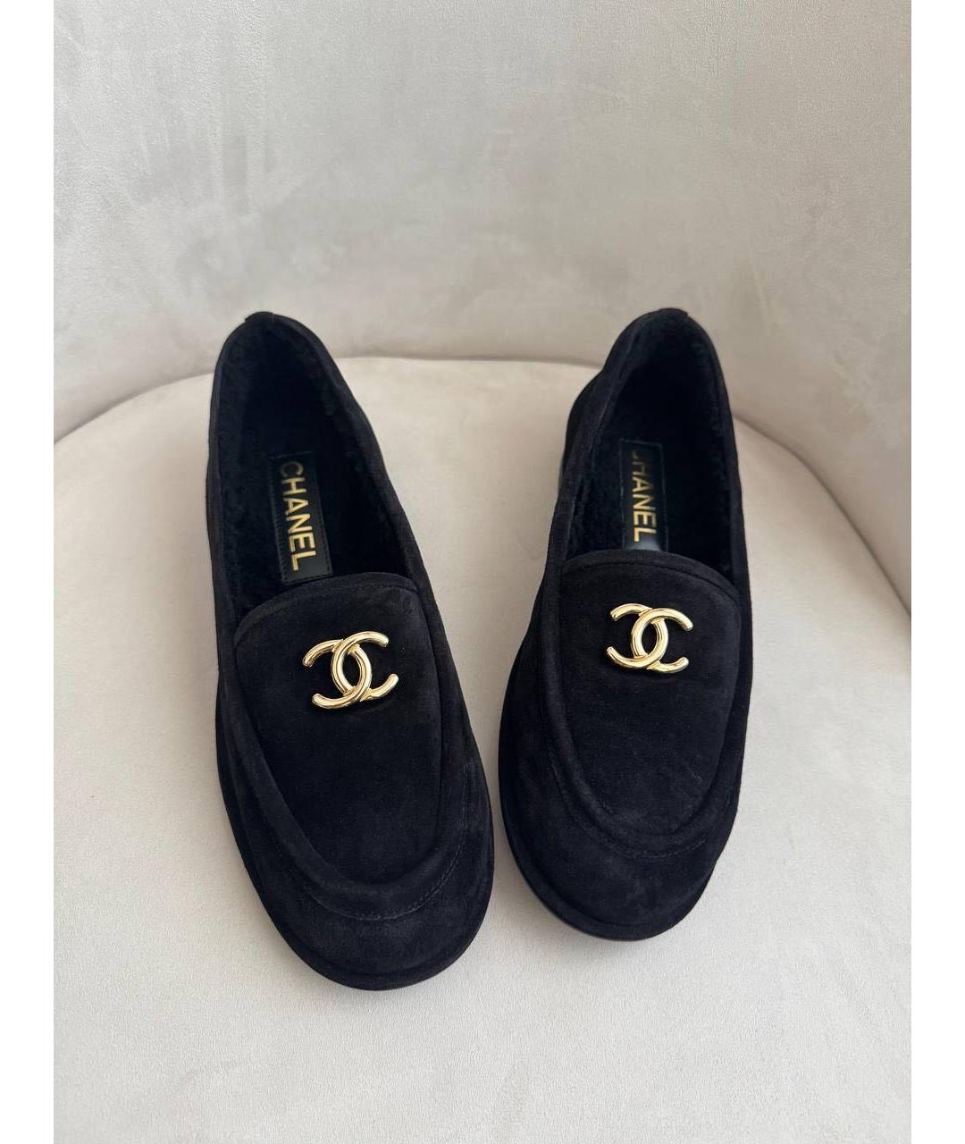 CHANEL Черные замшевые лоферы, фото 2