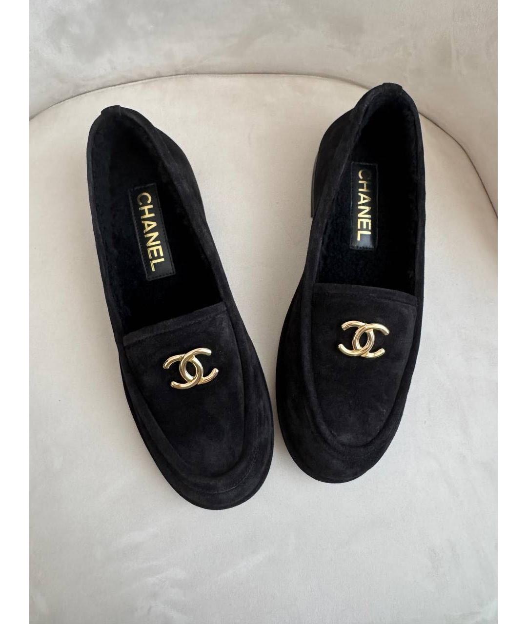 CHANEL Черные замшевые лоферы, фото 3