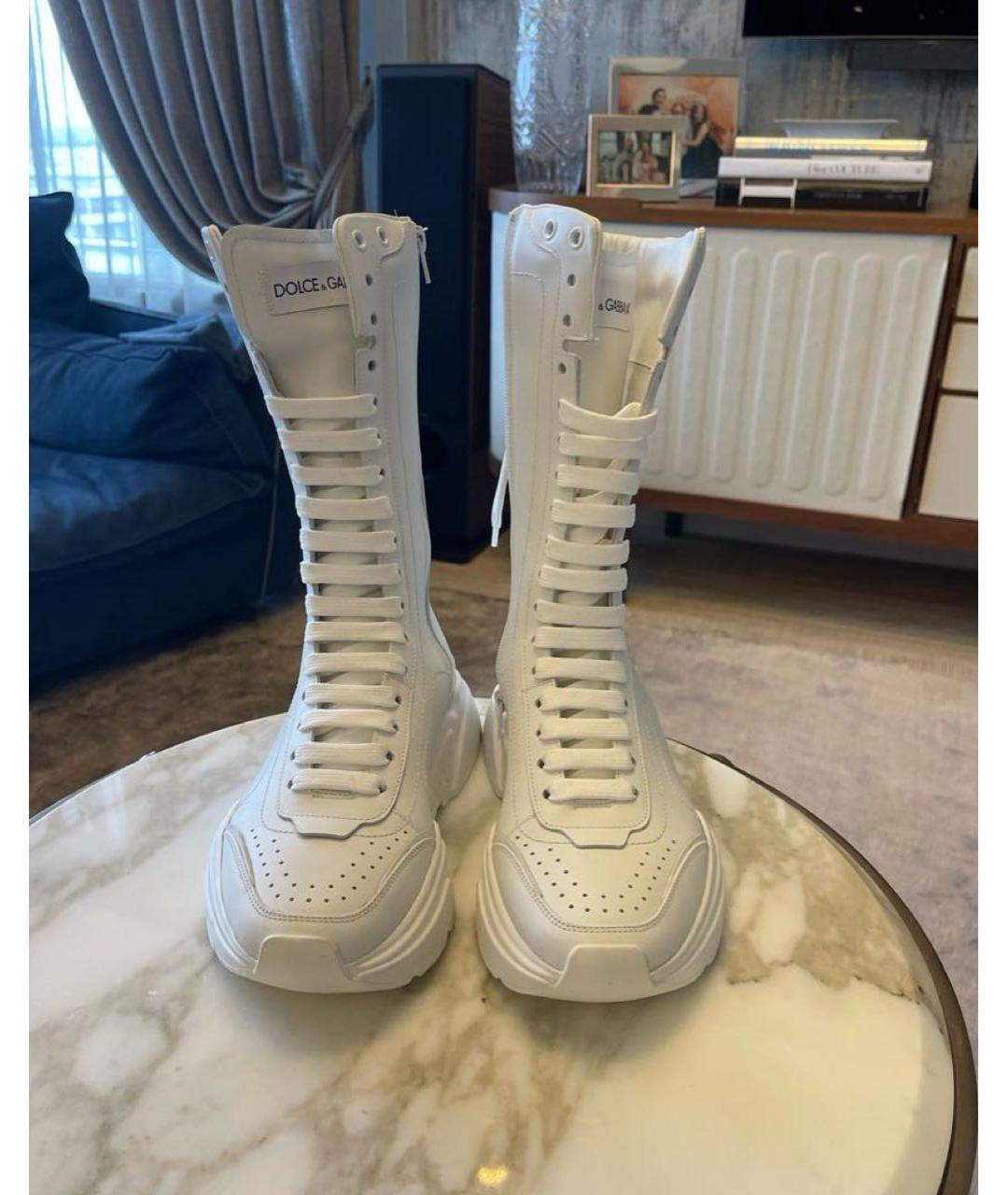 DOLCE&GABBANA Белые кожаные ботинки, фото 6