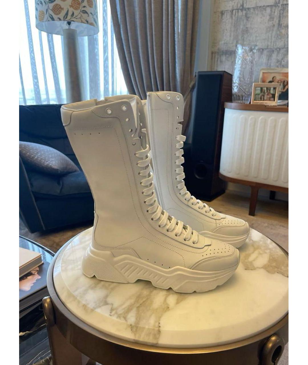 DOLCE&GABBANA Белые кожаные ботинки, фото 2