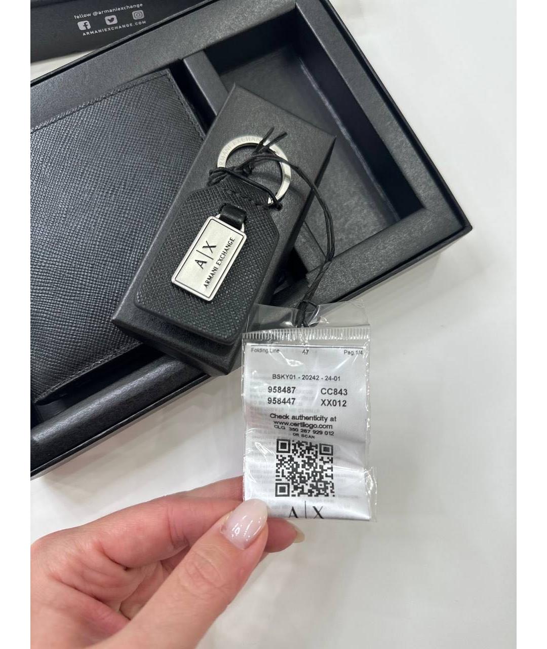 ARMANI EXCHANGE Черный кожаный кошелек, фото 6