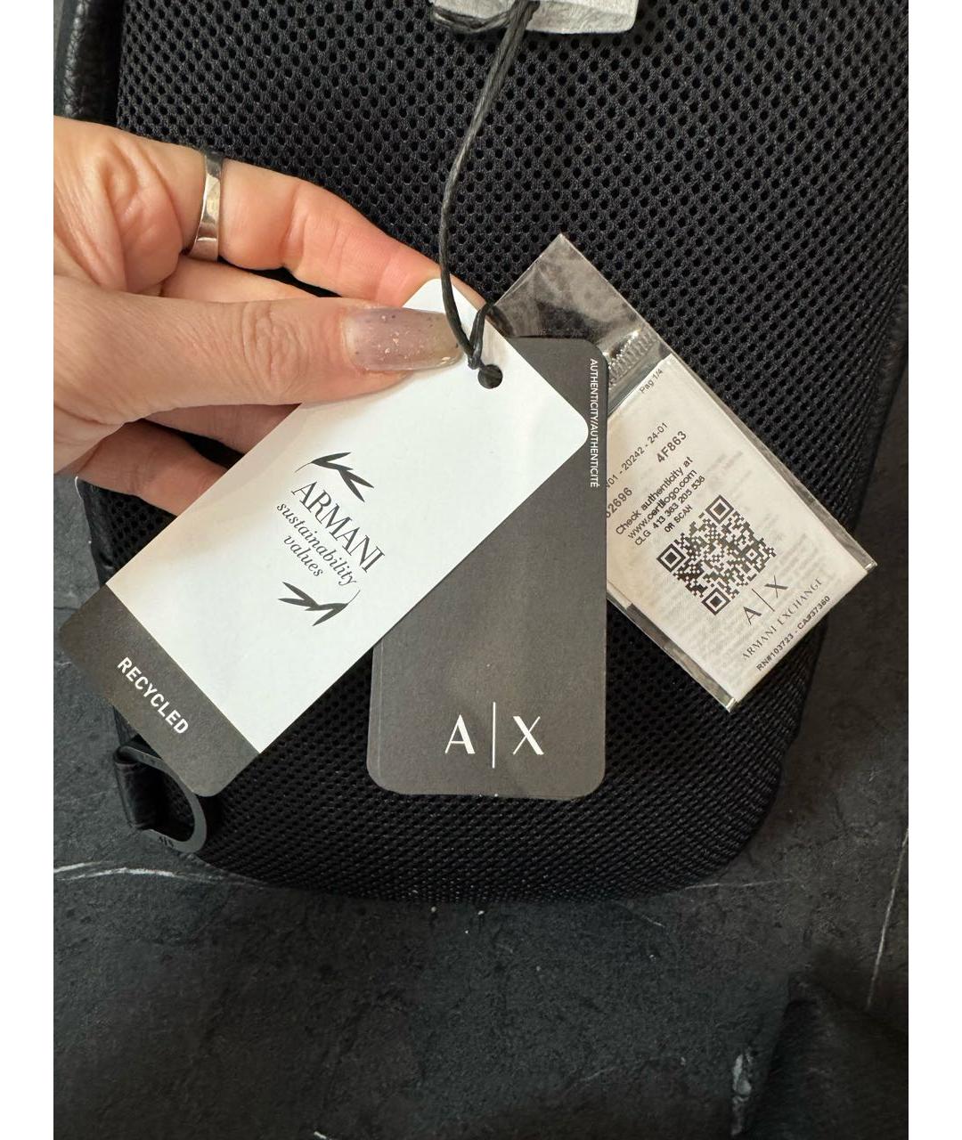 ARMANI EXCHANGE Черная сумка на плечо из искусственной кожи, фото 6