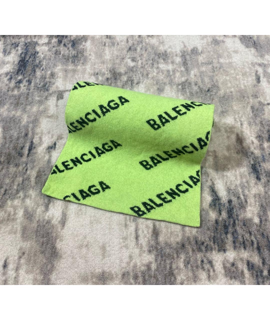 BALENCIAGA Салатовый шерстяной шарф, фото 3