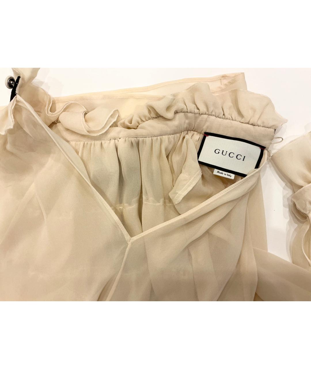 GUCCI Бежевая шелковая блузы, фото 3