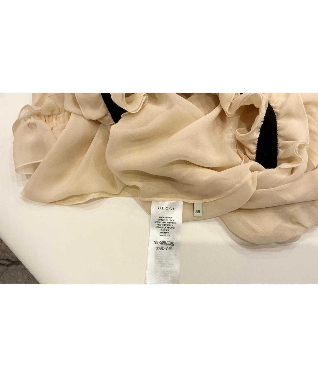 GUCCI Бежевая шелковая блузы, фото 5
