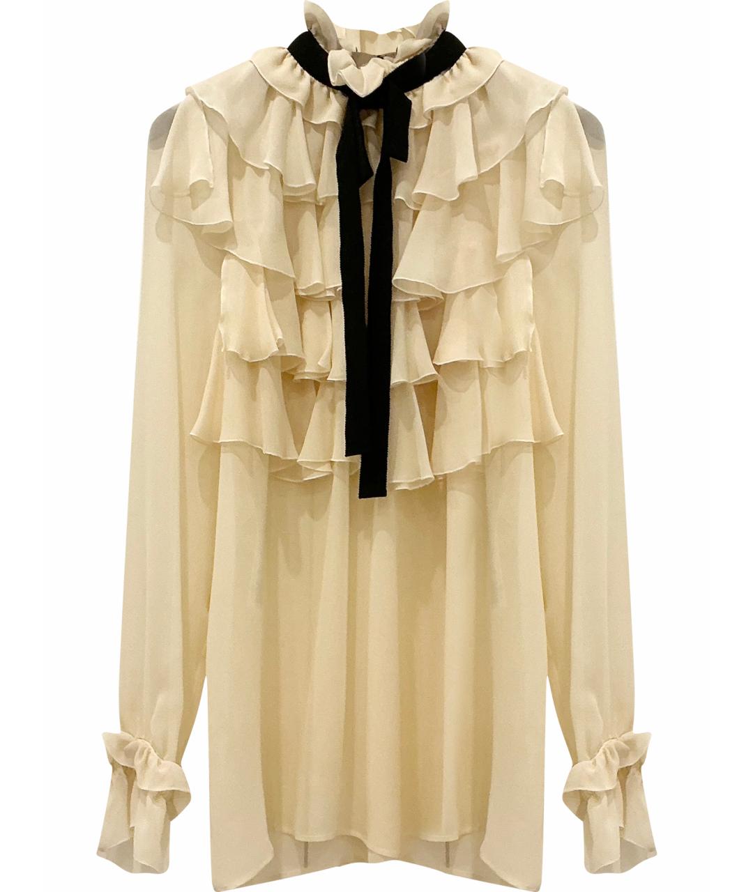 GUCCI Бежевая шелковая блузы, фото 1