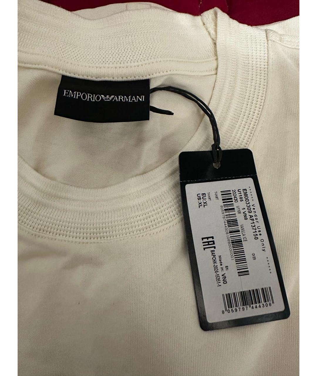 EMPORIO ARMANI Бежевая хлопковая футболка, фото 3