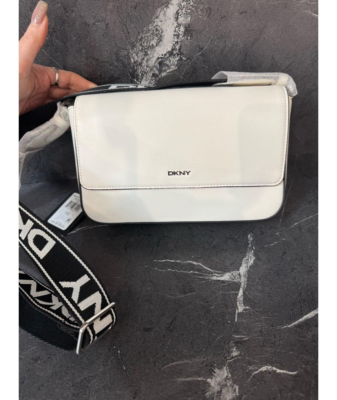 DKNY Белая кожаная сумка через плечо, фото 9