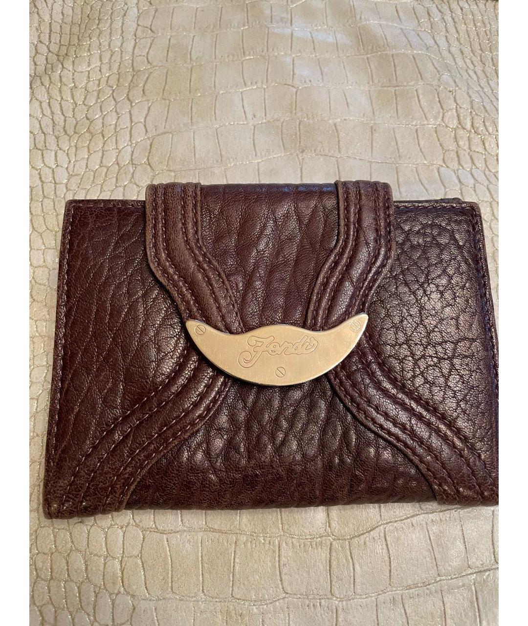 FENDI Коричневый кожаный кошелек, фото 5