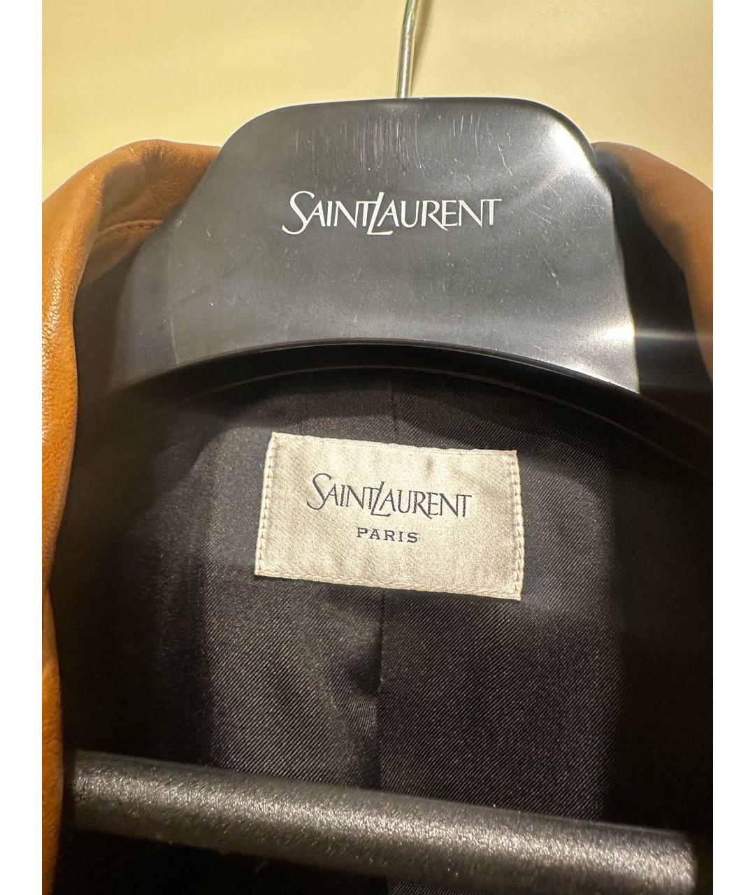 SAINT LAURENT Коричневая кожаная куртка, фото 3