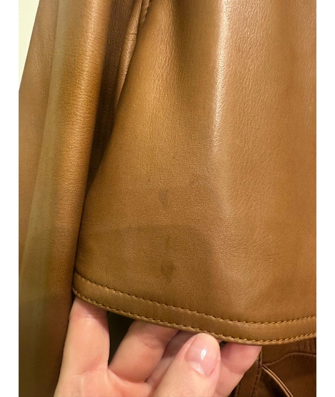 SAINT LAURENT Коричневая кожаная куртка, фото 6