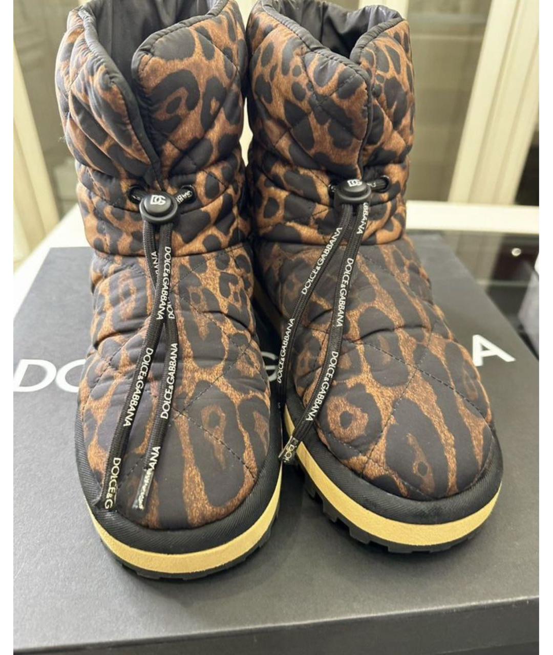 DOLCE&GABBANA Коричневые текстильные сапоги, фото 3