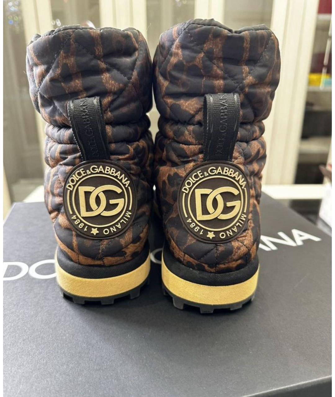 DOLCE&GABBANA Коричневые текстильные сапоги, фото 4