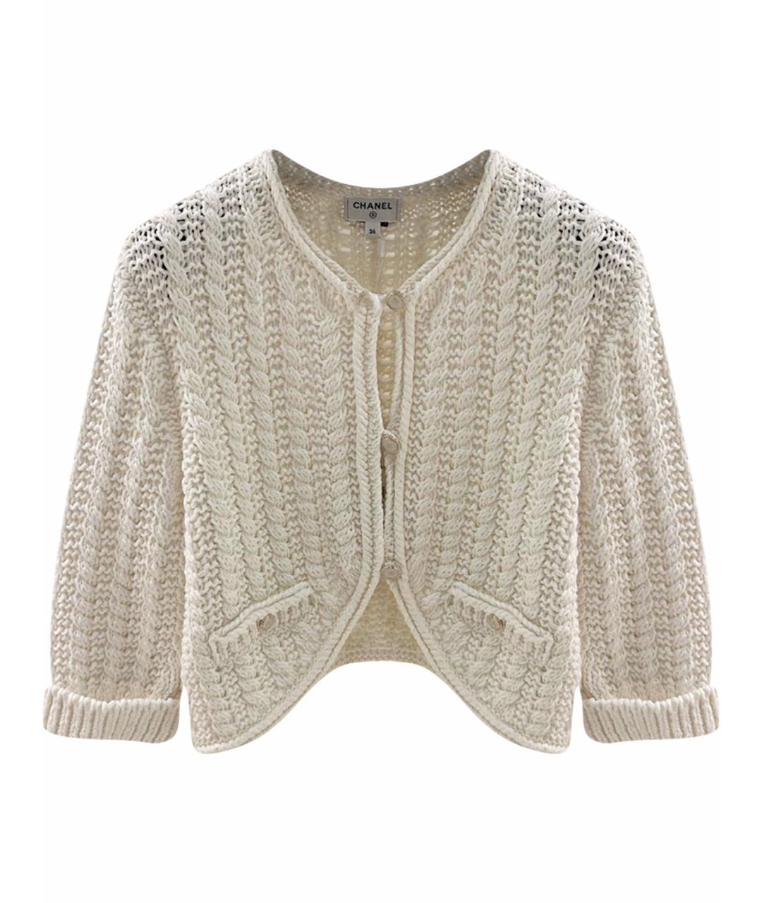 CHANEL Белый хлопковый кардиган, фото 1