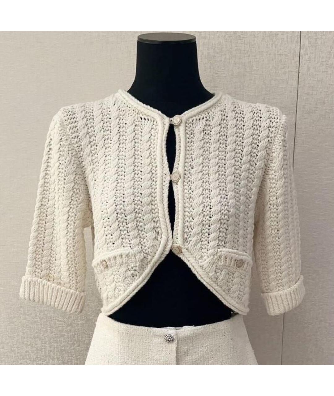 CHANEL Белый хлопковый кардиган, фото 2