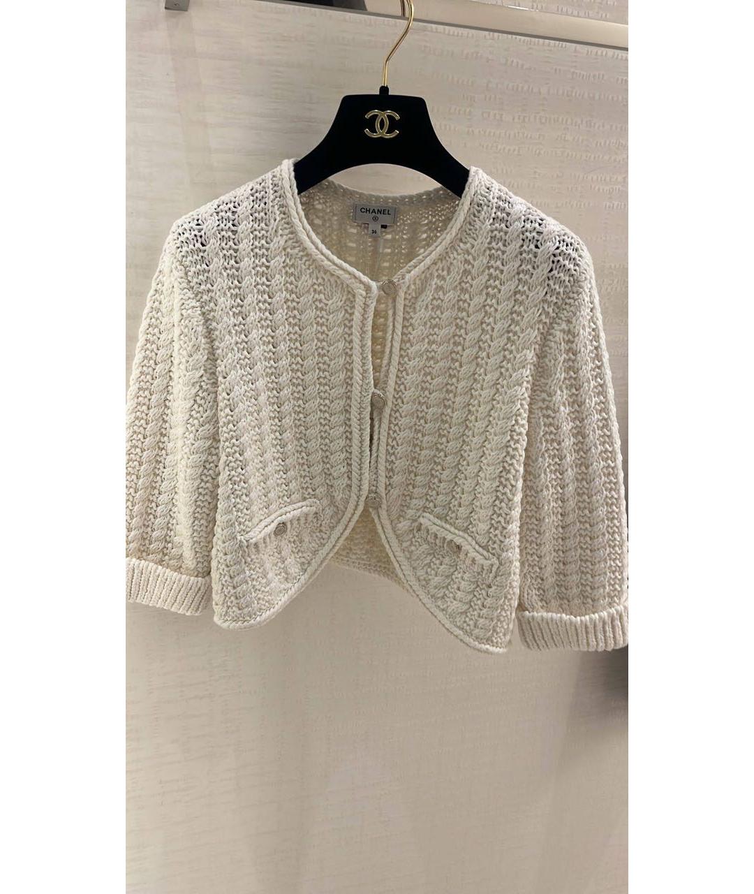 CHANEL Белый хлопковый кардиган, фото 3