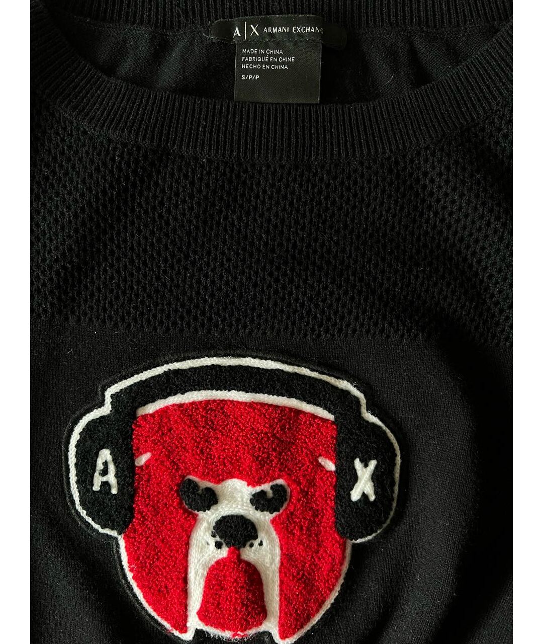 ARMANI EXCHANGE Черный хлопко-эластановый джемпер / свитер, фото 3