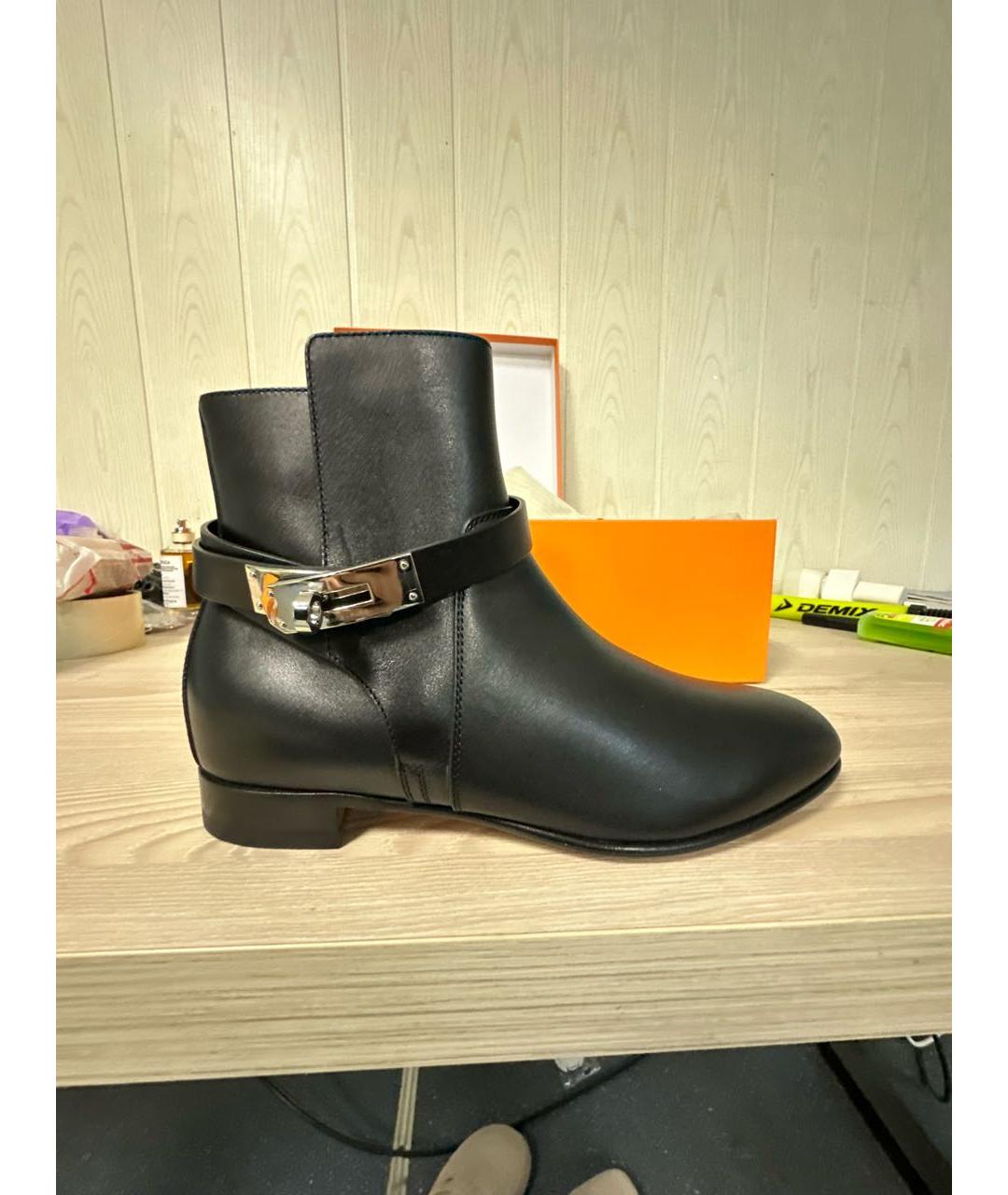 HERMES Черные кожаные ботинки, фото 9