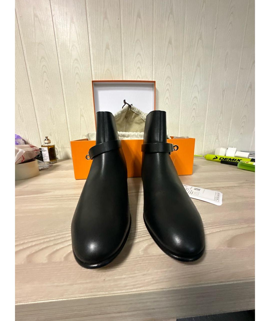 HERMES Черные кожаные ботинки, фото 2