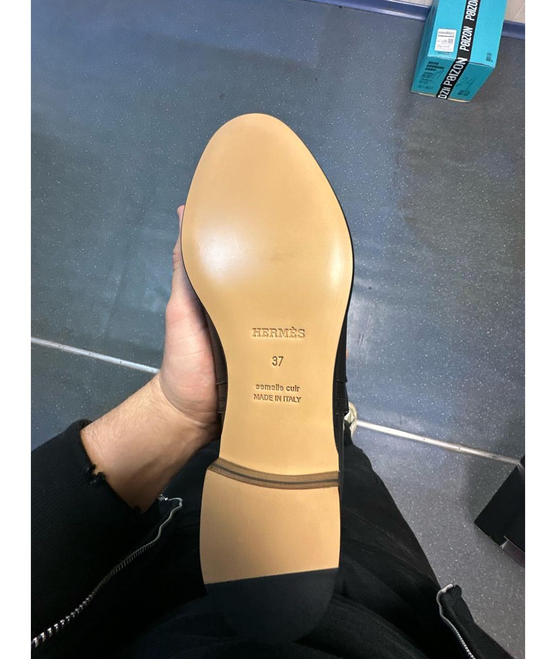 HERMES Черные кожаные ботинки, фото 8