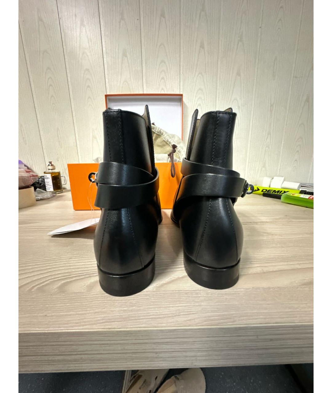 HERMES Черные кожаные ботинки, фото 4