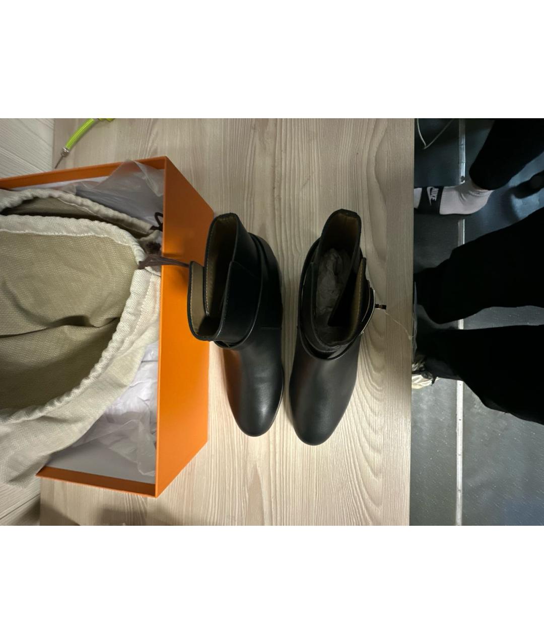 HERMES Черные кожаные ботинки, фото 3