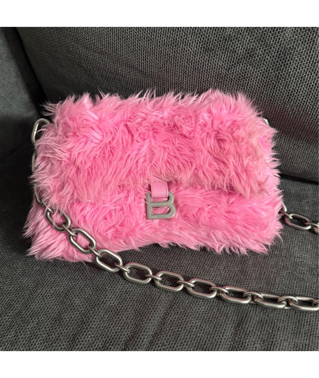 BALENCIAGA Розовая меховая сумка через плечо, фото 2