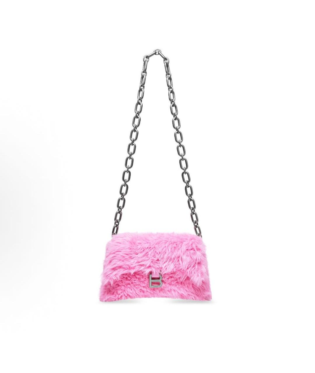 BALENCIAGA Розовая меховая сумка через плечо, фото 5